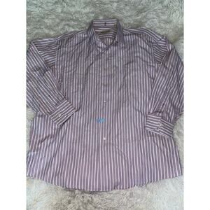 Tommy Bahama Men’s Sz. 17.5 ( 32/33) Purple & White Striped Oxford Button Down.